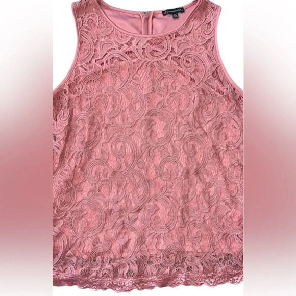 Tops - Adrianna Papell Mauve Lace Lined Tank Back Zipper Size Large